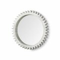 Homeroots 35.5 in. Whitewashed Round Wood Frame Wall Mirror 376371